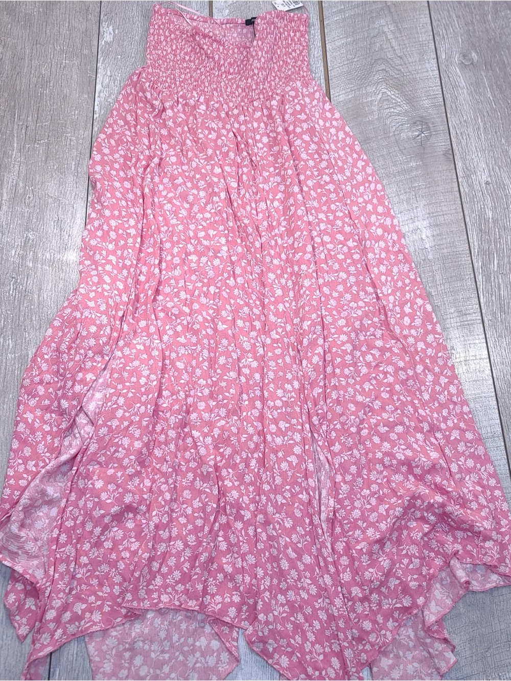 Ambiance pink floral print smocked-waist midi skirt. NWT Size large